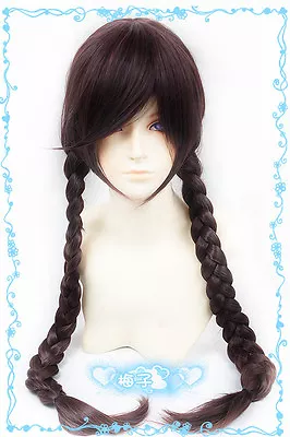 74 Chestnut Brown 100cm/40  Long Braided Cosplay Wig Free Wig Cap • $25.99