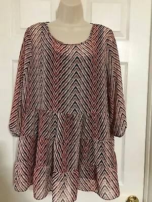 AB Studio Cover Up Blouse Black Camisole Red Stripe Top Size Med NWT 2 PC • $10.95