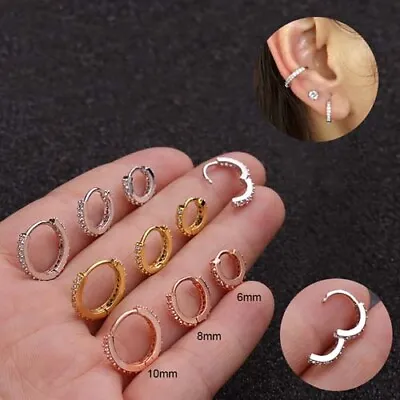 $5.89 • Buy 1pc Stone Huggie Hoop Ring Bar Nose Lip Ear Tragus Helix Septum Body Piercing