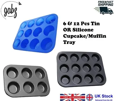 £4.65 • Buy GABZ 12 & 6 Large Muffin Cupcake Tin OR Silicone Tray Mould Baking Bakeware Tray