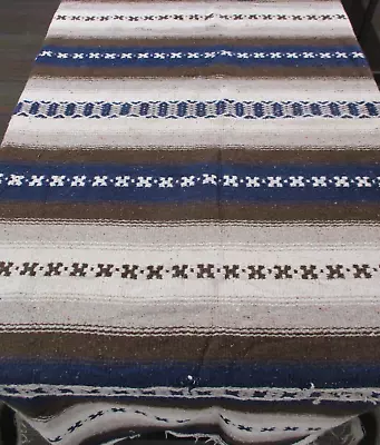 £17.50 • Buy Mexican Blanket, Throw, Rug, Brown Navy Black, Woven Stripe - HAS ISSUES