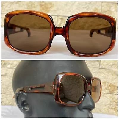 Vtg Squared Oversized Sunglasses French 1950's Made In France Mens Gents Brown • $183.20