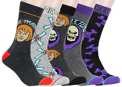 Masters Of The Universe Socks He-Man Skeletor Designs 5 Pack Adult Crew Socks • $19.99