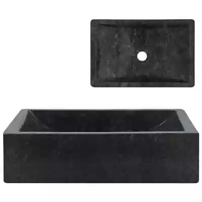 Countertop Basin Marble Bathroom Sink 45x30x12cm Natural Stone High Gloss Black • £96.99