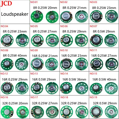 0.25w 0.5w JCD Small SPEAKER REPLACMENT 8 16 32 R Ohm 20 21 23 27 29 36 39 40 Mm • £2.53