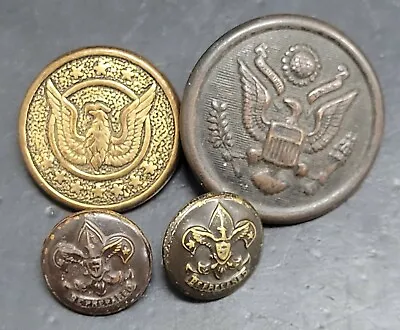 Antique Military Brass Buttons Vintage Boy Scout Eagle Buttons  • $8.95