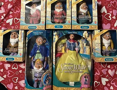 Vintage Snow White And The Seven Dwarfs Doll Set Made By Mattel 1992 • $200