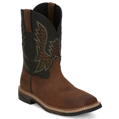 $149.95 • Buy Justin Work Men's Bolt Water Buffalo Black & Brown Boots SE4113