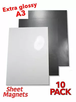 10 PACK | A3 Sheet Magnets | WHITE GLOSS | Magnetic Photo Paper Whiteboard Memo • $39.01