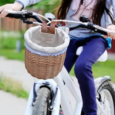 £16.49 • Buy Bike Front Basket With Linen Lining Dog Bike Carrier For Bicycle Accessories