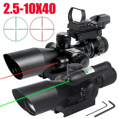 Tactical 2.5-10x40 EG Rifle Scope Mil-dot Illuminated Red/Green Dot Laser Sight • $45.99