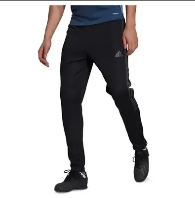 Adidas Tiro Pants Mens Small AeroReady Soccer Track Training Black Dark Grey • $34.99