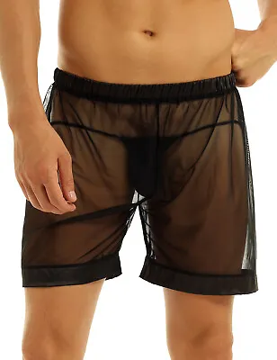 US Men Loose See Through Shorts Trunks Gauze Pants Lingerie Breathable Underwear • $9.92