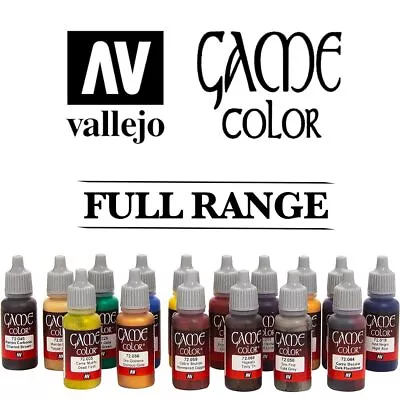 Vallejo Game Colour Acrylic Model Paint 17ml Dropper Bottles - FULL RANGE • £2.70