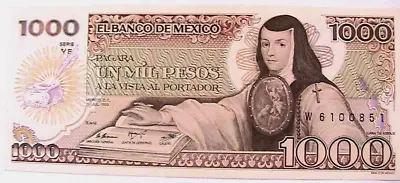 1985 Mexico 1000 Peso Ch Unc  Mexican Serie YF Paper Currency Banknote P-81 • $4.50