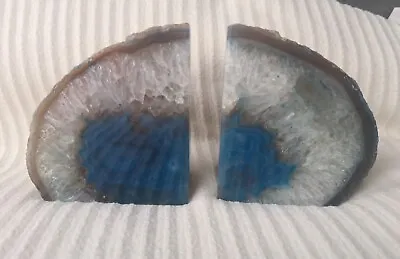 £40 • Buy Turquoise Green Agate Crystal Bookends.  1.15  Kg