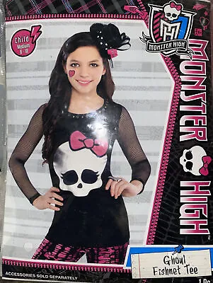 Monster High Fishnet Shirt Halloween Costume Ghoul Girls Skull Tee Medium M Pink • $8.40