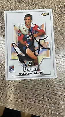 $20 • Buy Signed Andrew Johns Newcastle Knights 2001 Premiers Impact Select NRL Card 