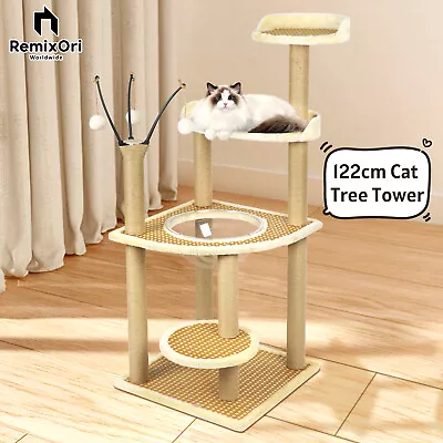 RemixOri 122cm Cat Tree Cat Tower Natural Sisal Scratching Post Activity Centre • $60.71