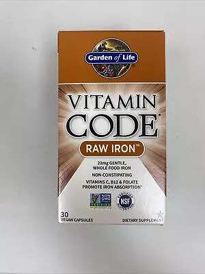 A Garden Of Life Vitamin Code Raw Iron 30 Vegan Caps Exp 05/2024 • $18.50