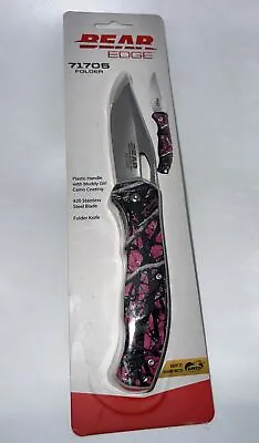 Muddy Girl Camo Bear Edge 71705 Folder Knife 420 Stainless 3.5  Blade • $11.28