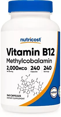 Nutricost Vitamin B12 2000mcg 240 Capsules - Non-GMO & Gluten Free • $18.98