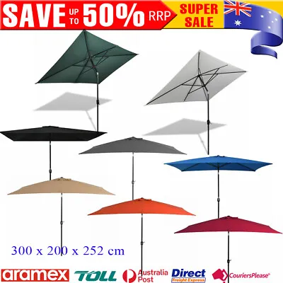 $113.59 • Buy Outdoor Garden Parasol Cafe Umbrella Tilt Crank Sun Shade Portable Metal Pole AU