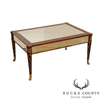 $1495 • Buy EJ. Victor Regency Style Mahogany Partial Gilt Mirrored Coffee Table