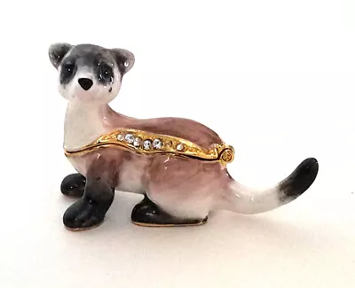 $21.11 • Buy Pet Ferret Pewter Bejeweled Hinged Trinket Box Miniature Kingspoint 
