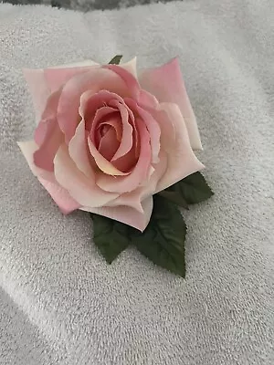 Vintage Fabric Rose With Metal Clip • $13.99