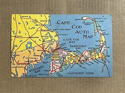 Postcard Cape Cod Massachusetts MA Auto Road Map Vintage PC • $4.99