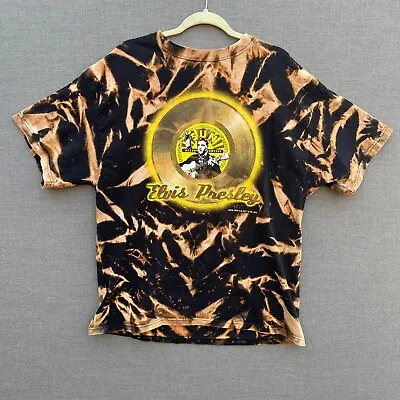 Vintage Elvis Presley Mens Shirt XL Black Sun Records 70s Graphic Y2K Tie Dye • $13.83