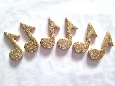 12 Glittery Gold Music Notes- Edible Sugar Cake Decorations / Toppers • £4.95