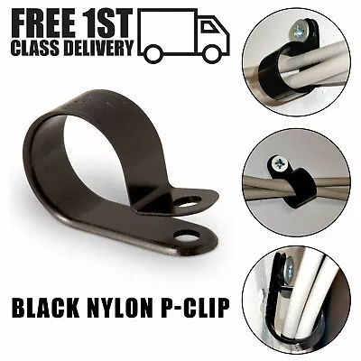 £3.30 • Buy Nylon Plastic P Clips - Black Fasteners For Cable, Conduit, Tubing Sleeving Wire