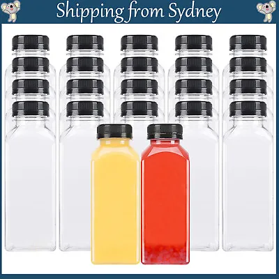 $18.99 • Buy 10X 250ml Square Juice Bottle Clear Plastic Refillable Empty Water Drink Bottles