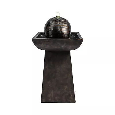 Teamson Home Garden Water Fountain Feature & Lights Outdoor Sphere Waterfall • £119.99