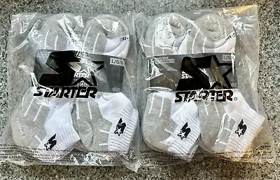 🆕STARTER Men's Quarter Crew Socks 12 Pairs White/Gray  Large. New In Package! • $20