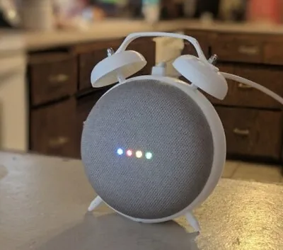 $29 • Buy Retro Alarm Clock Stand For The Google Home Mini & Google Nest Mini White