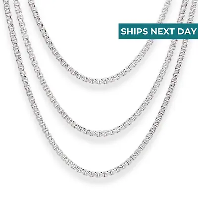 Solid 925 Sterling Silver 1mm-3mm Diamond-cut Box Chain Pendant Necklace 16 -24  • $104.25