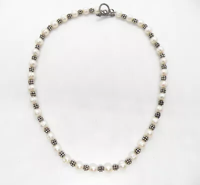 Vintage NF Signed 925 Sterling Silver Baroque Pearl 18  Women Pendant Necklace • $34.90