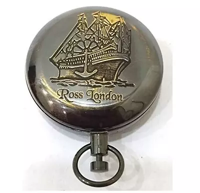 2  Vintage Antique Nautical Ross London Brass Push Button Pocket Compass • $15.30