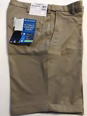 Haggar Men's Ultimate Comfort Stretch  Uv Protection Shorts(khaki  36w)nwt • $19.12