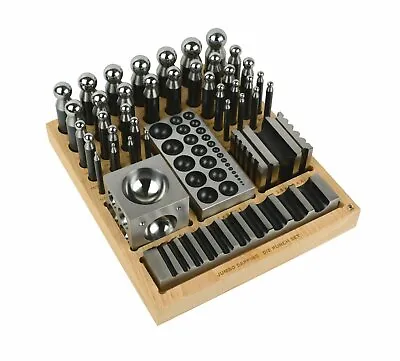 Complete Steel Metal Jewelry Dapping Doming Punch Set Wooden Block Base Tool • $118