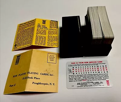 EXLNT PAIR Of VINTAGE KEM Plastic Coated Playing Cards *Birds*  W/CASE/PAPERWORK • $31.88