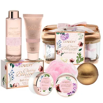 Bath And Body Gift Basket For Women – Cherry Blossom Home Spa Set • $31.99