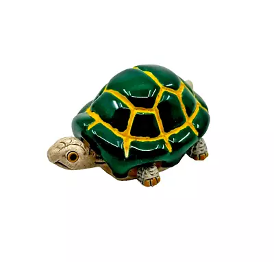 Vintage Ceramic Wiggling Turtle Collectible Green New Old Stock LEPS Peru • $15