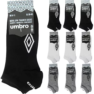 6 X PAIRS MULTI-PACK UMBRO BRANDED MENS OFFICIAL TRAINER LINER SPORTS SOCKS SIZE • £8.49