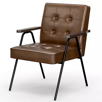 Mid Century Modern Accent Chair Leather Lounge Armchairs For Living Room Brown** • $64.98