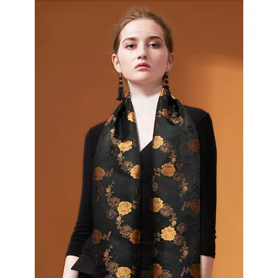 Mens Scarf Ties Set Black Paisley Silk Designer Long Dress Neck Wrap Dress Shawl • £14.99