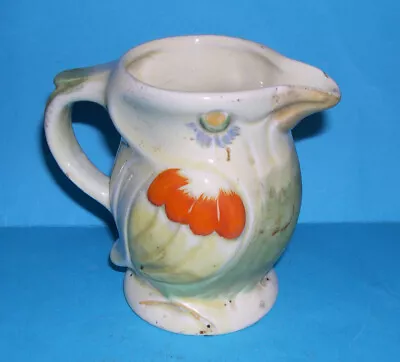 Vintage Keele Street Art Pottery - Attractive Hand Painted Bird Design Cream Jug • £22.50